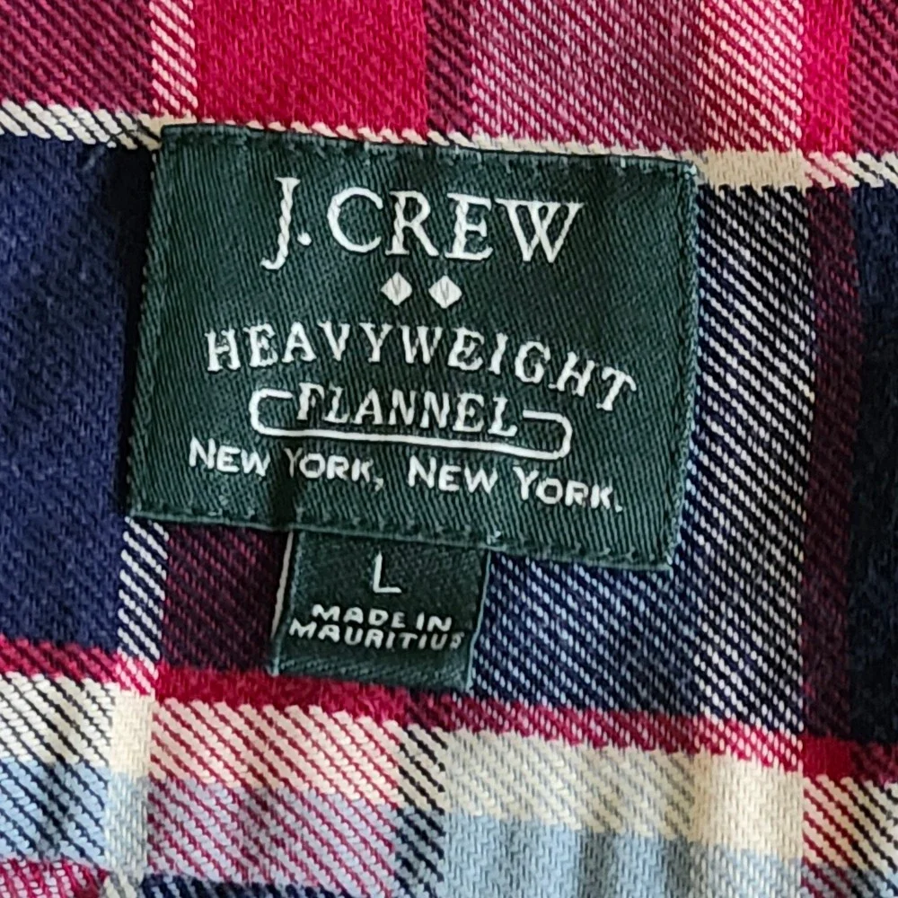 J Crew Heavyweight Flannel Button Down Long Sleeve Shirt Red Plaid Thick Men L